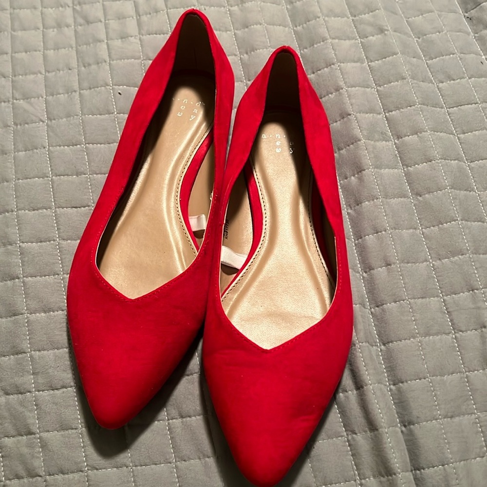 A.new.day red faux suede ballet flats